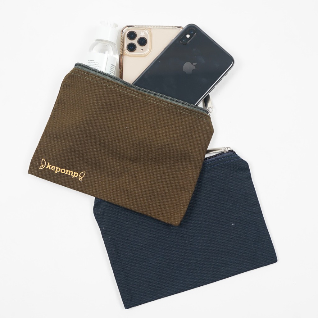 KEPOMP Pouch Zipper Canvas Polos Kecil ( Dompet resleting kanvas ) Unisex