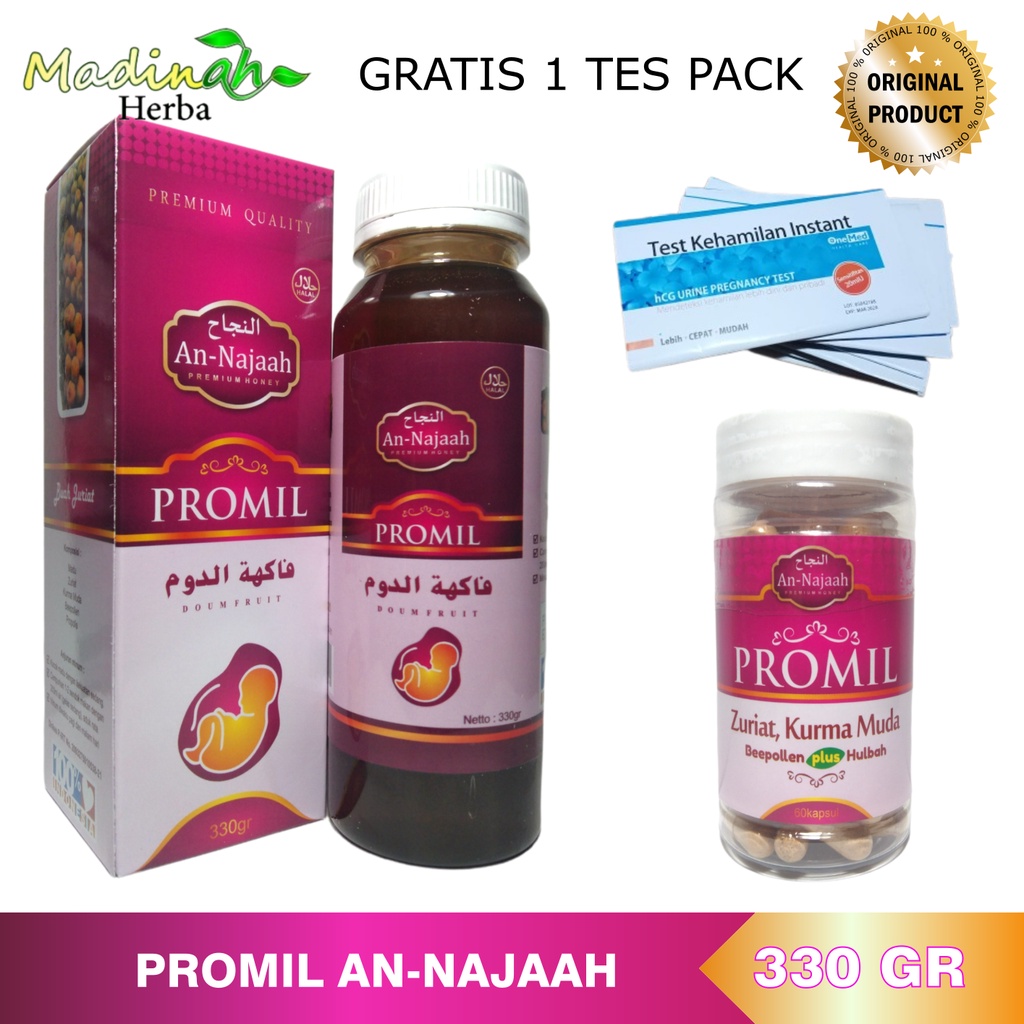 Madu Zuriyat Madu PROMIL Plus Kurma Muda gratis 1 tes pack Kemasan Baru Madu PRENAMIL An-Najaah