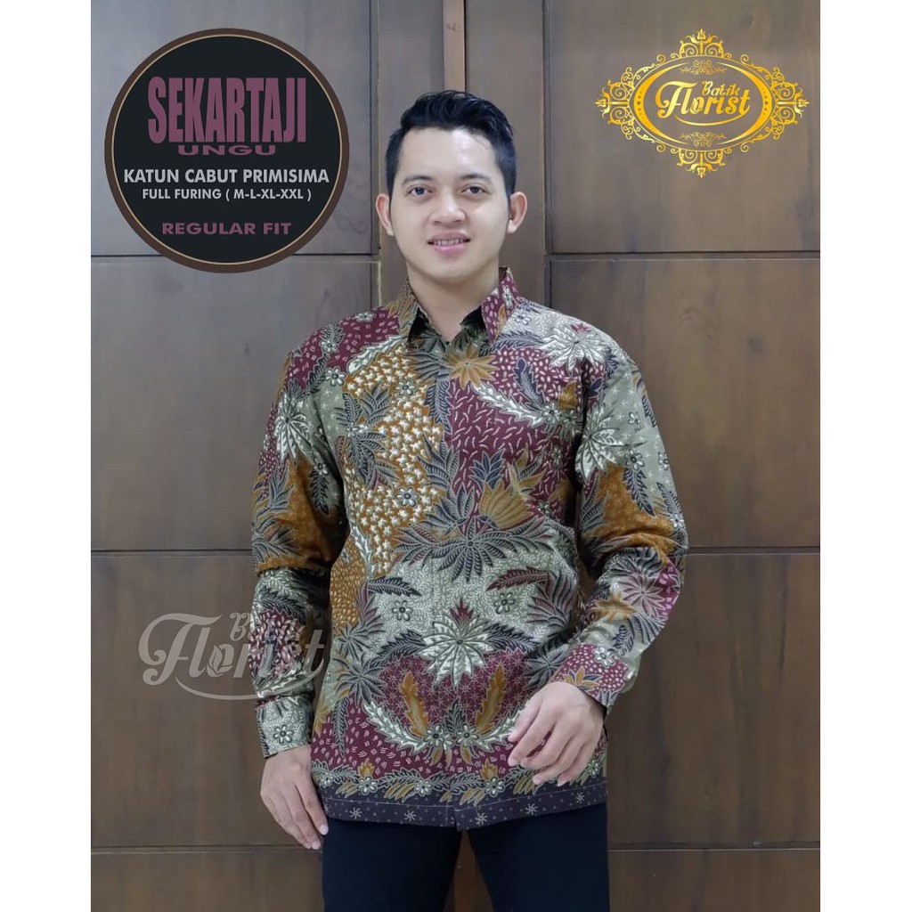 SEKARTAJI UNGU kemeja batik pria lengan panjang terbaru ORIGINAL BY FLORIST