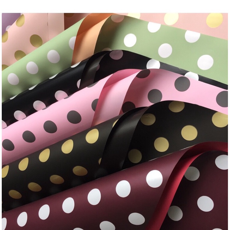 FLOWER WRAPPING “BI COLOR POLKADOT” CELLOPHANE 58x58 CM  KERTAS BUNGA (ECER) KERTAS BUNGA WATERPROOF