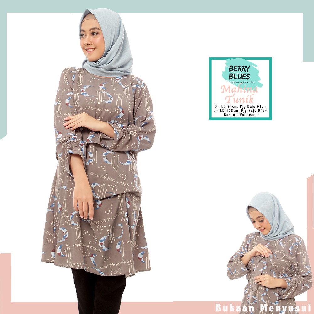 Mahina Tunik Menyusui Bukaan Bawah samping Busui Friendly