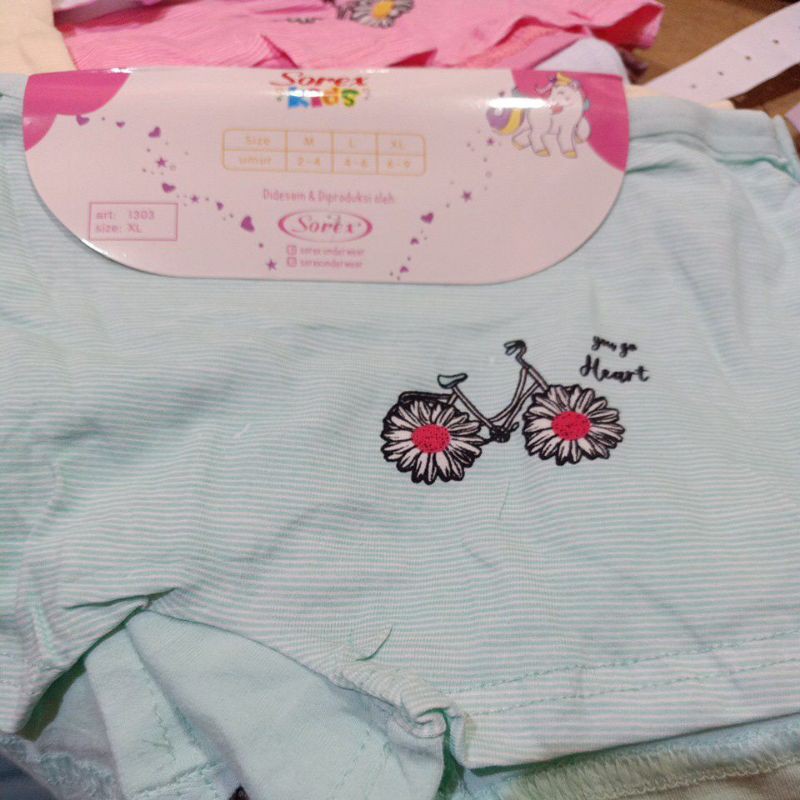 Sorex Kids SK 1303(M,L,XL)hot pant motif you go heart harga perpak/2biji