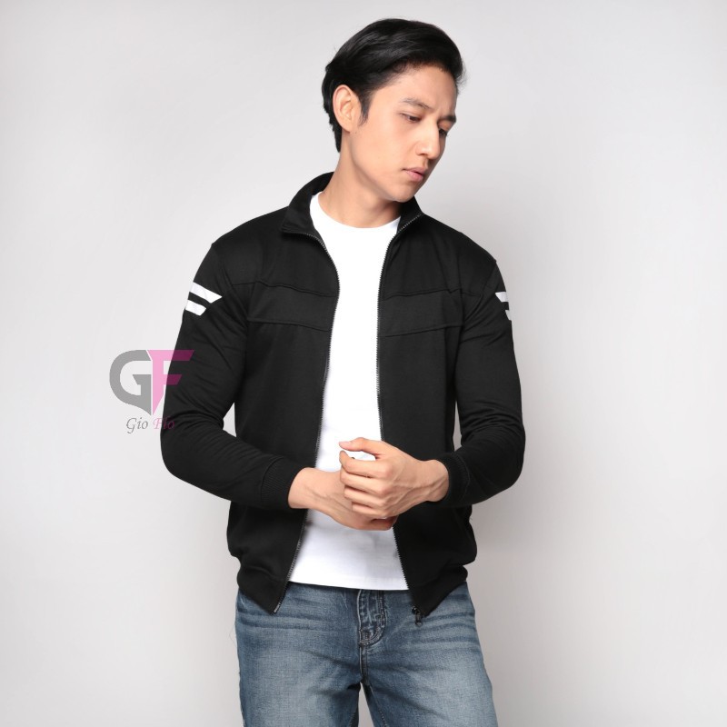 GIOFLO Jaket Pria Modis Terbaru Baby Terry Hitam / JAK 2264