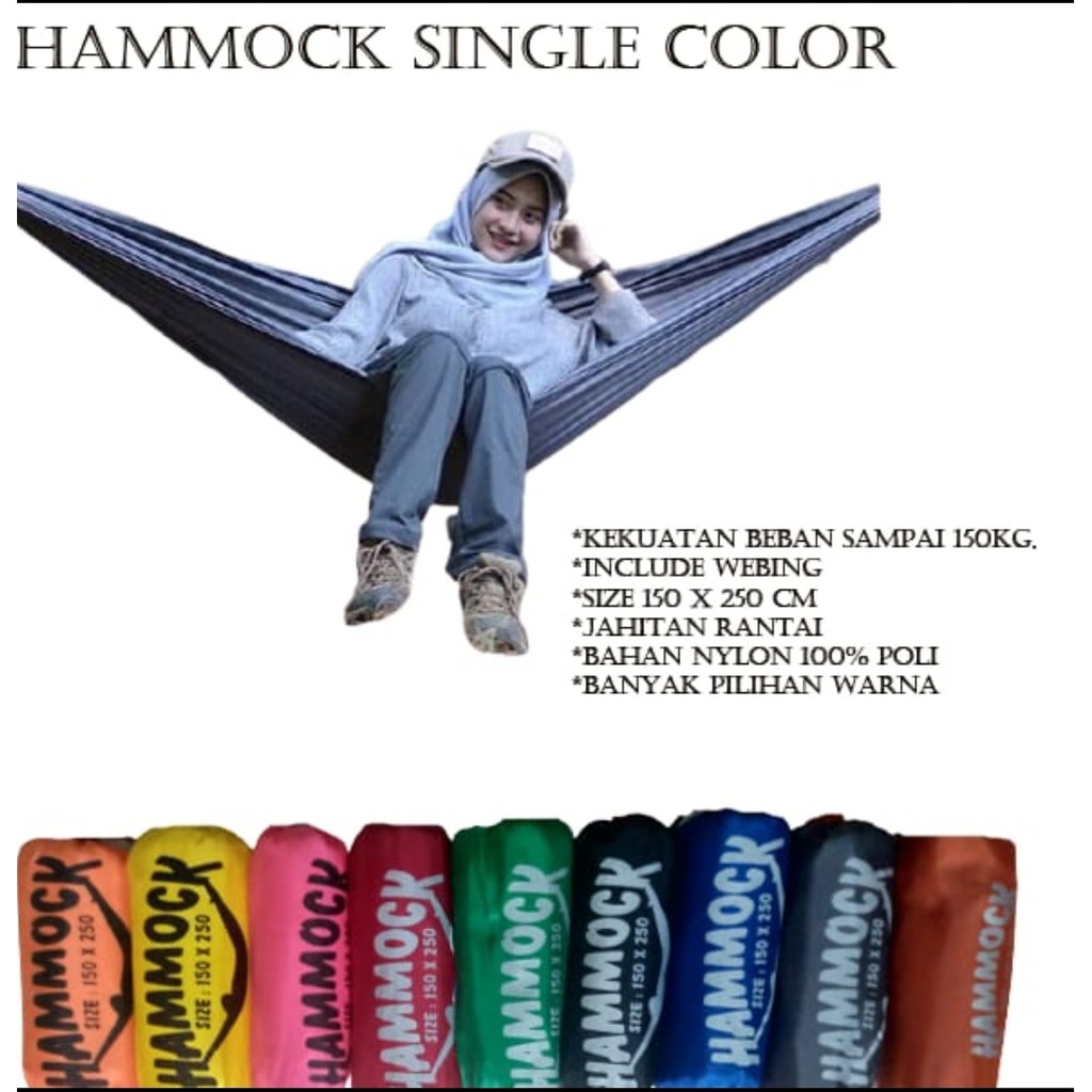 [COD] hammock single ayunan gantung ukuran 150×250 include tali webing / hammock ayunan gantung / hammock ayunan pohon / ayunan gantung / ayunan dewasa / ayunan gantung dewasa