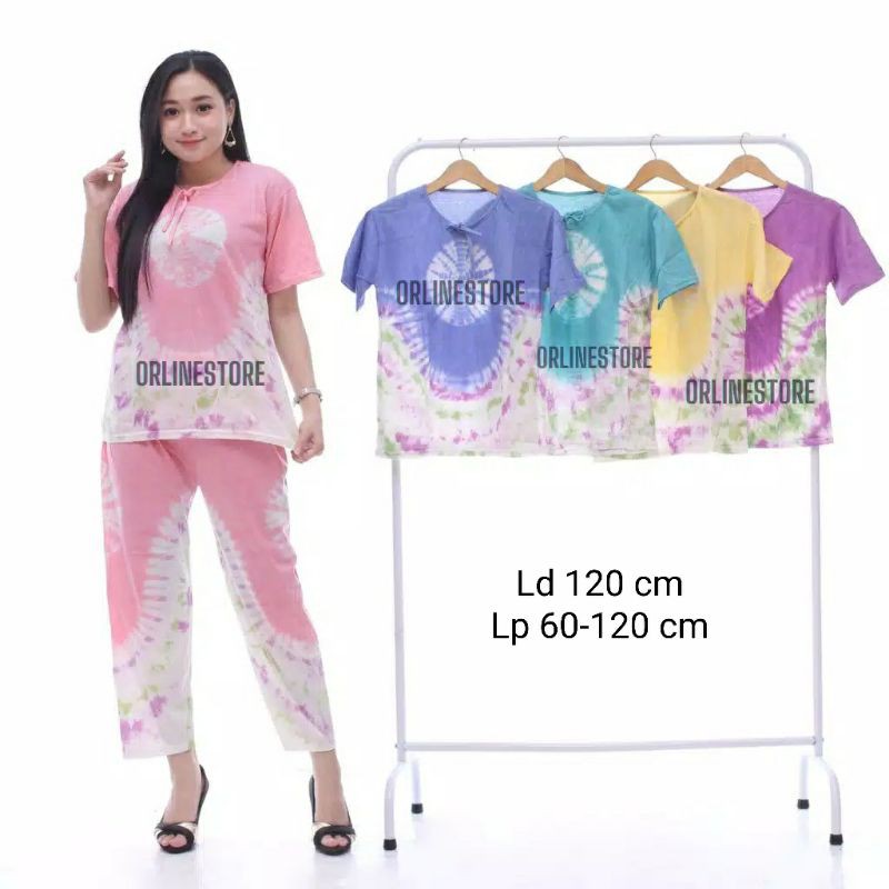 Piyama Tiedye Jumbo Ld 120 cm Bahan Kaos Combed