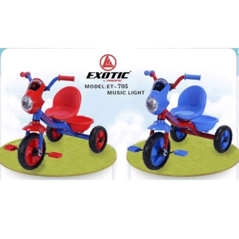 Exotic tricycle ET-705 / sepeda roda tiga anak lucu dan murah ET705, dengan lampu dan musik