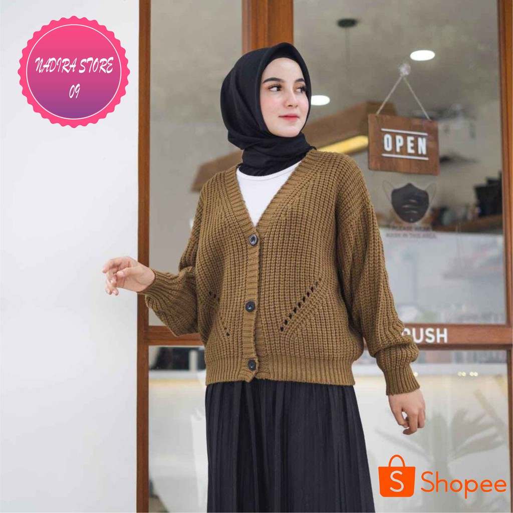 CARDIGAN RAJUT KANCING CORAK PREMIUM