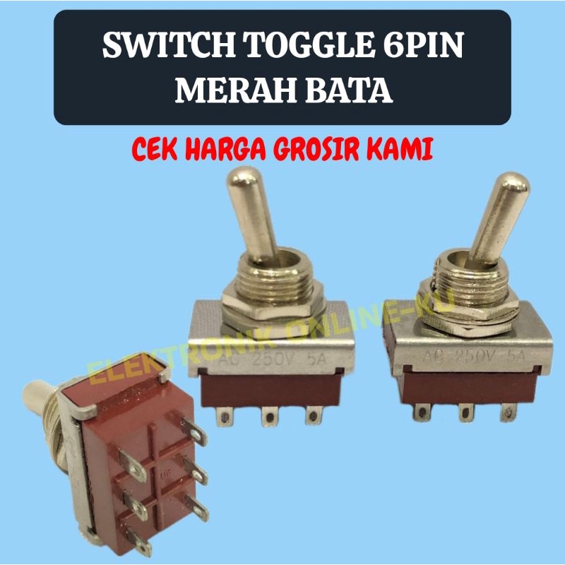 SWITCH TOGGLE 6PIN MERAH BATA