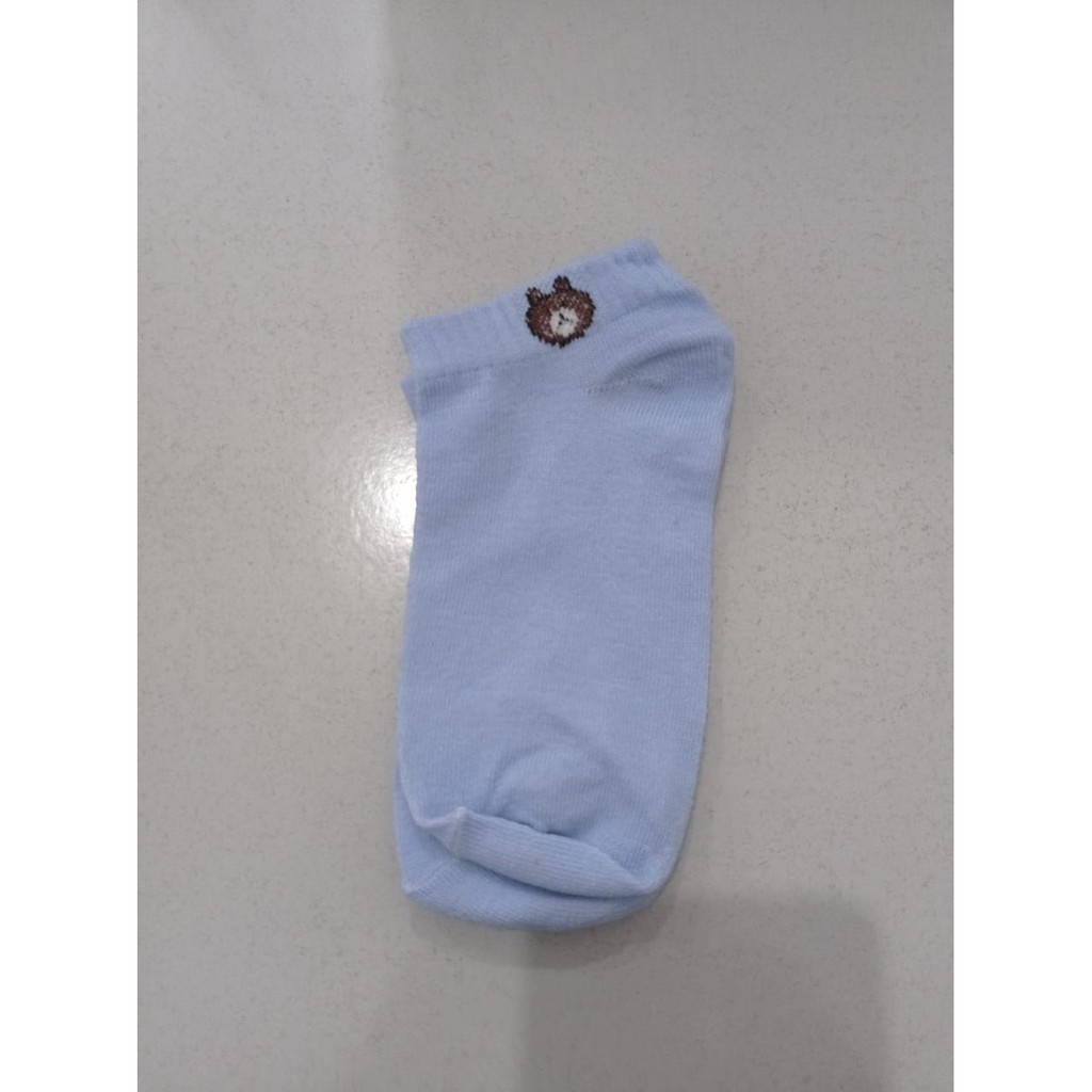 INDOMINI Kaos Kaki Ankle Beruang Kaos Kaki Pendek Semata Kaki Motif Brown Line Unisex R109-BERUANG BIRU MUDA