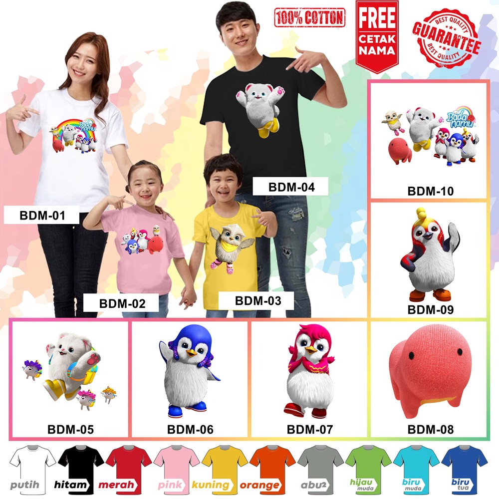 [FREE NAMA!!] Baju Kaos ANAK DAN DEWASA BADANAMU BANYAK MOTIF