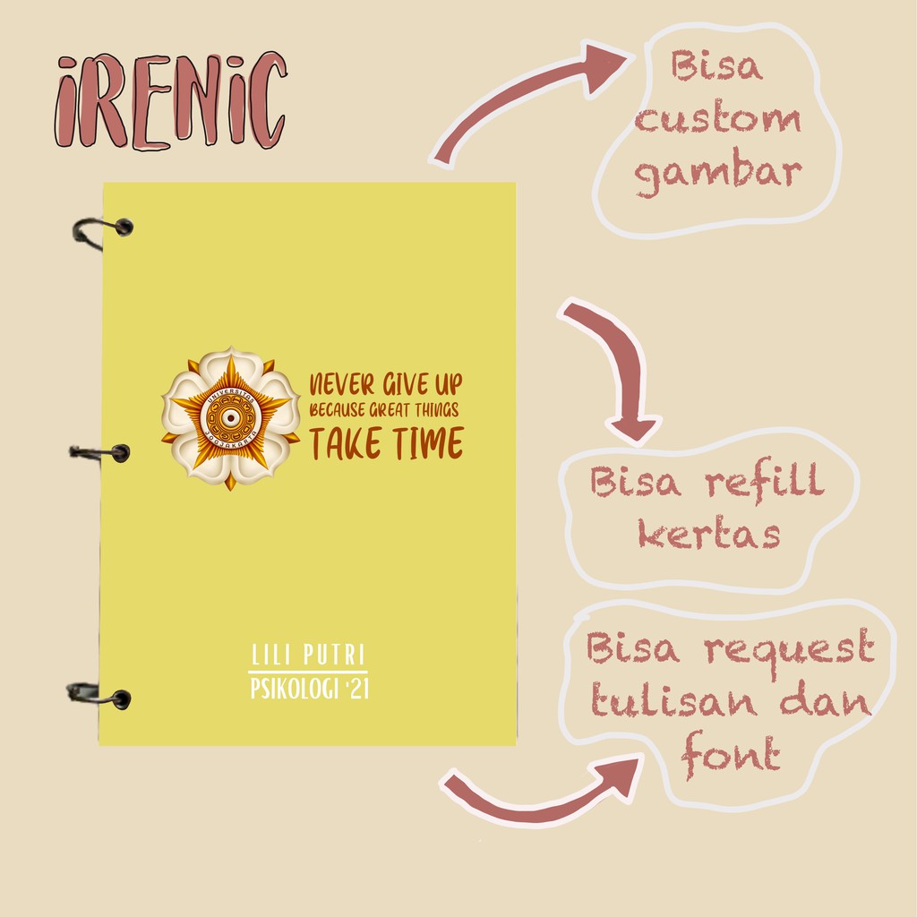

Custom Notebook A5 B5 A6 Universitas Hard Cover Buku Catatan Binder Journal