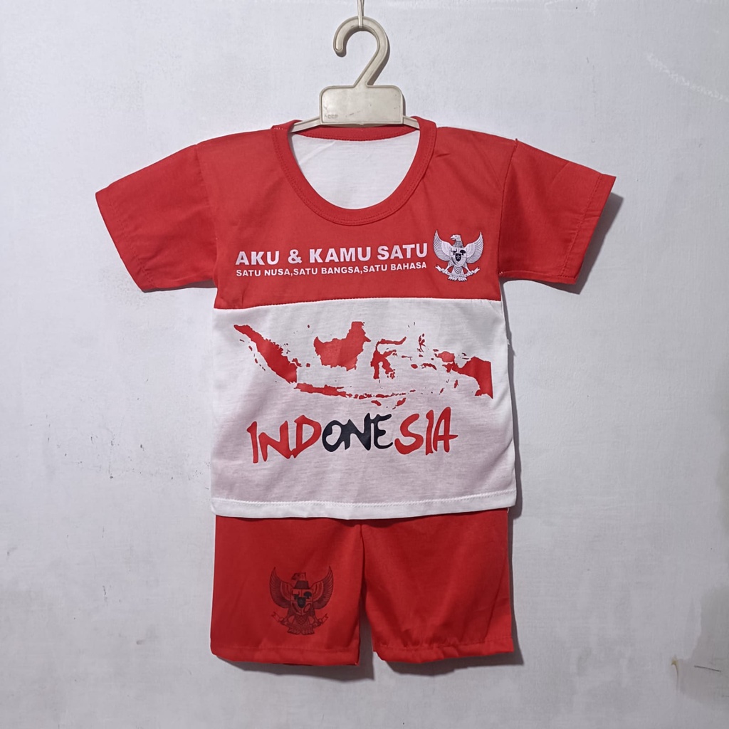 SETELAN BAJU MERAH PUTIH 17 AGUSTUSAN ANAK ANAK