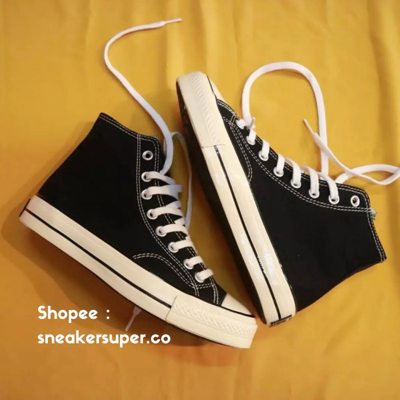 (PREMIUM) Sepatu Converse 70s High Egret Black White - c70sh-1