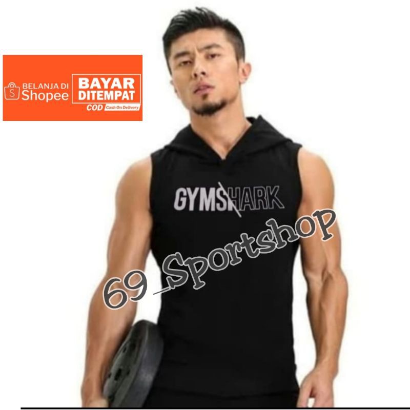 Singlet Hoodie baju gym fitness training pria