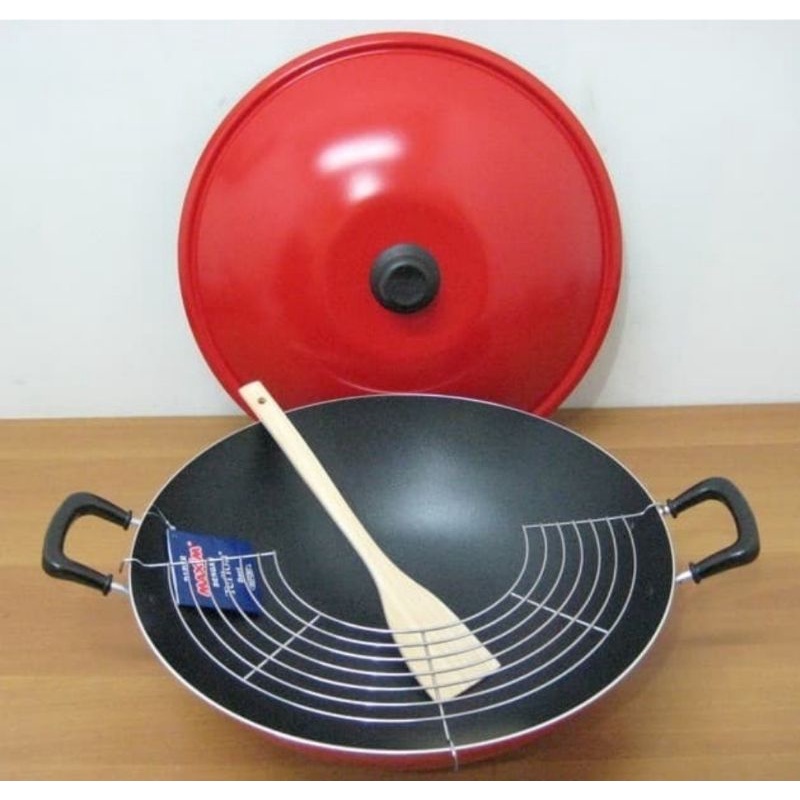 MAXIM : CHEF WOK TEFLON WAJAN ANTI LENGKET 40 CM + TUTUP