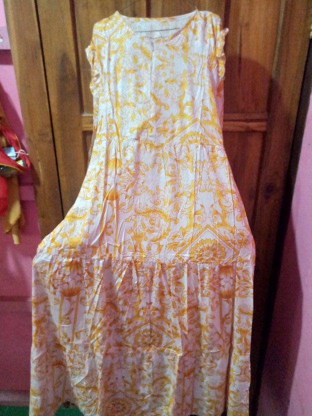 Gamis Syari Motif Batik Printing Bahan Rayon Adem