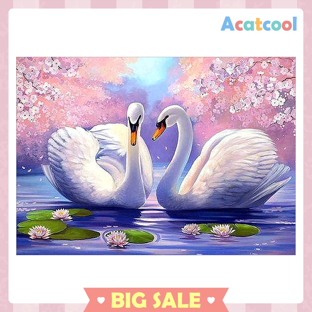 Two White Swans 5D Diamond Painting Embroidery DIY Cross Stitch Home Decor