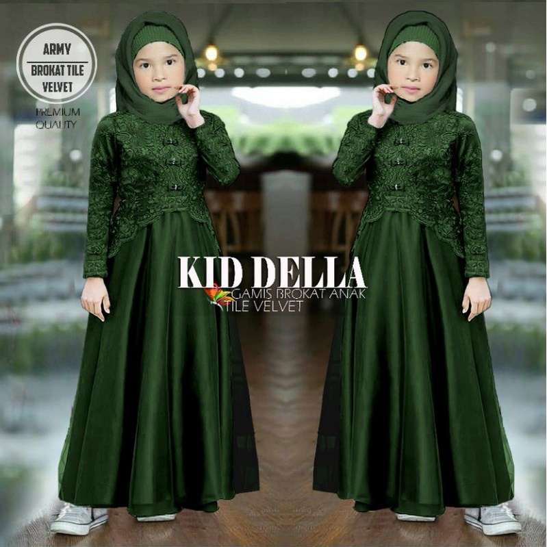 MAXY DELLA KID ANAK, BRUKAT, GAMIS HIJAB MUSLIM, DRESS