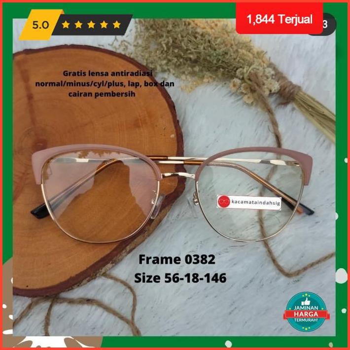 Super Sale Fendi Cat Eye Frame Kacamata Wanita Free Lensa Anti Radiasi Min/Plus Terlaris