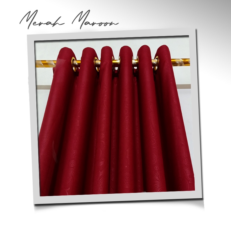 Gorden Polos Embos murah smokring 12 lubang Pintu Jendela Gorden Coklat polos Gordyn Hordeng Tirai-MAROON T220X135