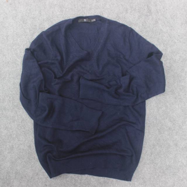 Sweater Uniqlo +J V-Neck Navy Laris Murah