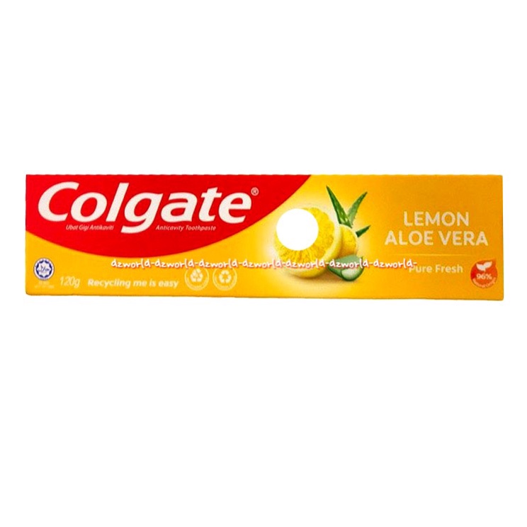 Colgate Lemon Aloe Vera Pure Fresh 120gr Recycling Me Is Easy Odol Toothpaste Rasa Jeruk Lidah Buaya Colgat Lemone Kolget Tooth Paste