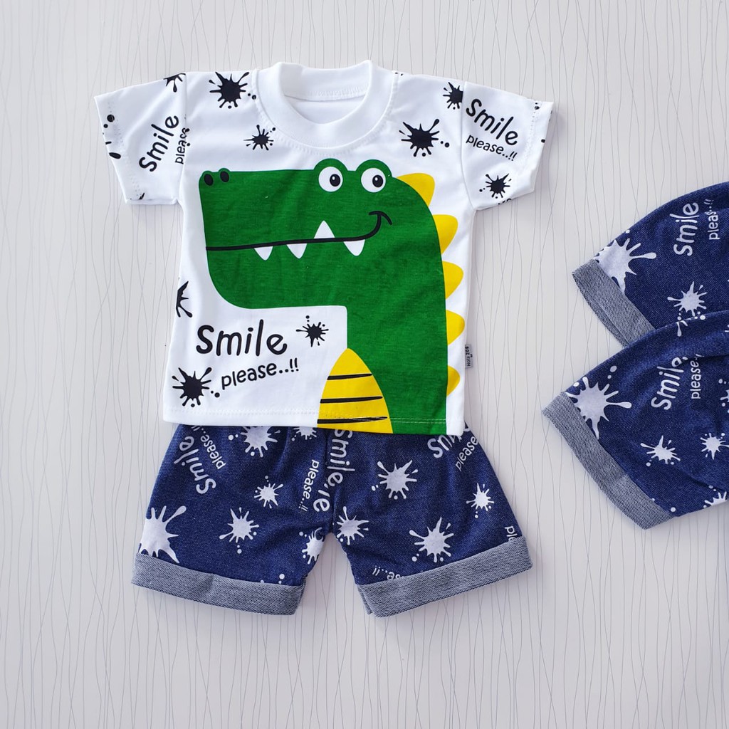 setelan crocodile anak laki-laki  usia  0-12 bulan / setelan baju bayi cowo