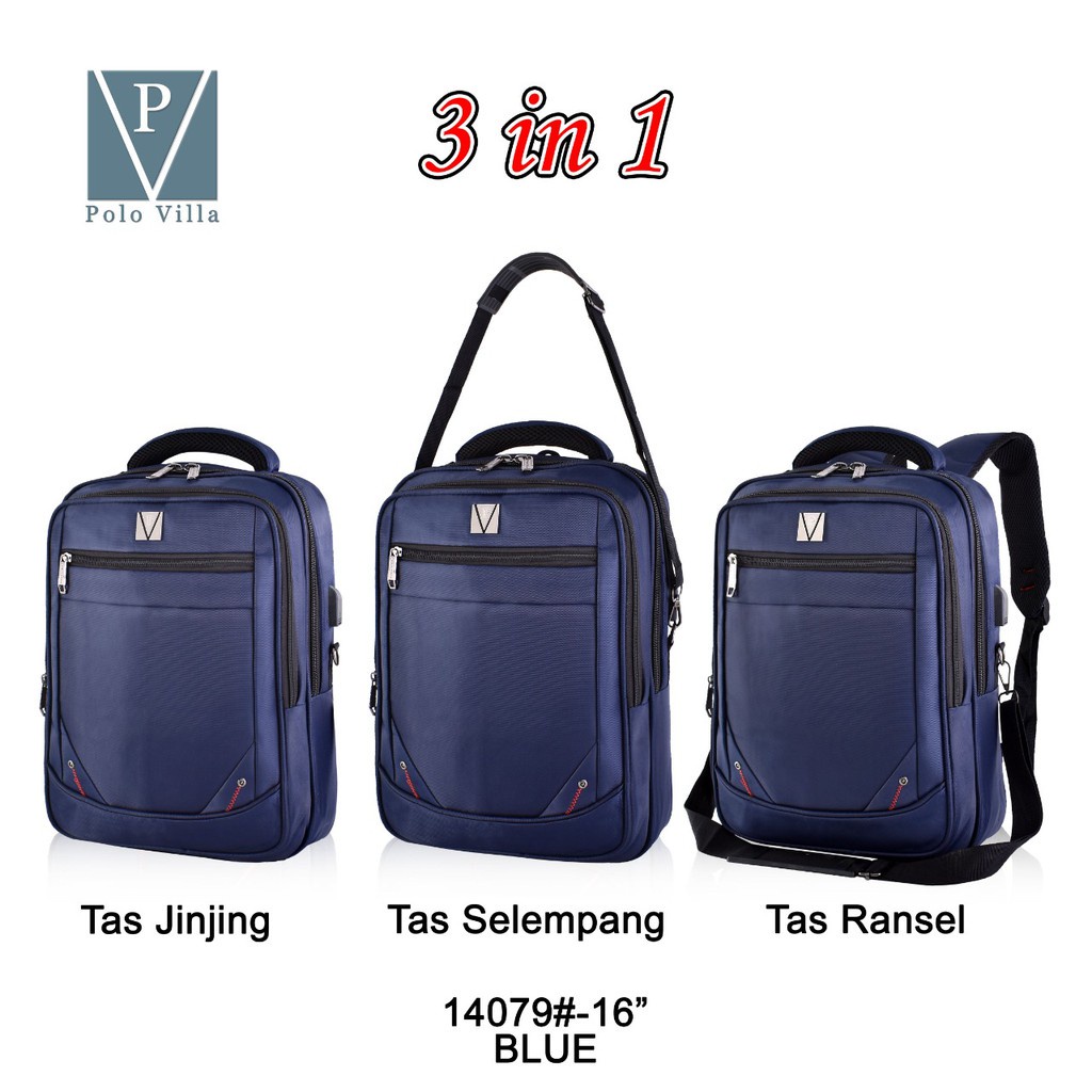 (TSI) Tas Laptop Pria MultiFungsi Polo Villa 14079 Tas Backpack Tas Kerja Fashion