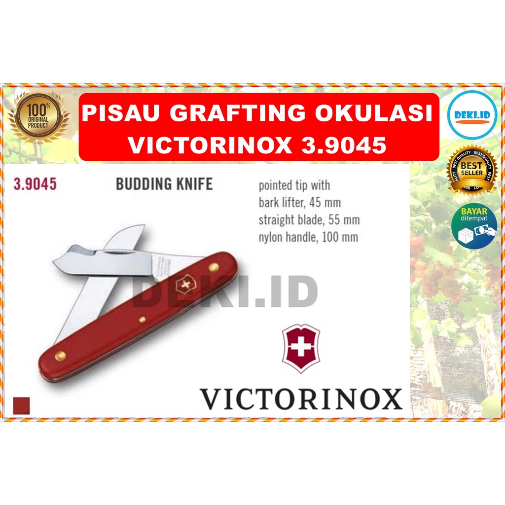 Pisau Grafting Victorinox Swiss 3.9045 Okulasi Original Lipat Saku Stek Cangkok Ranting Pohon Buddin