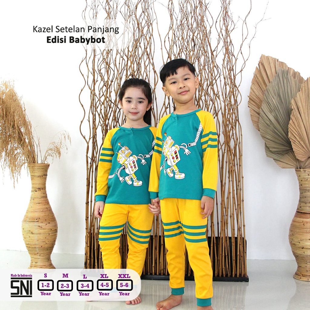 Kazel Piyama 1pcs Setelan Oblong Panjang Celana Panjang Anak Variasi Motif Baru Piyama Unisex Baju Anak Laki Laki dan Baju Anak Perempuan