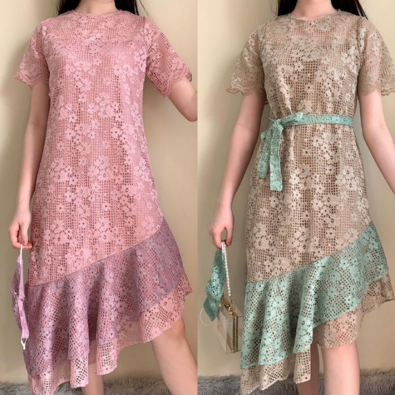 Dress pesta model duyung brokat tanpa glitter