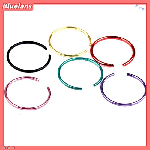 40 Pcs Cincin Hoops Tindik Tubuh Hidung Bahan Stainless Steel Warna Campur