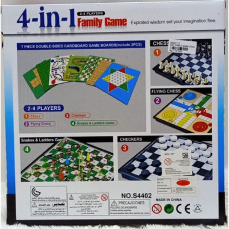 Mainan 4in1 family game ludo, ular tangga, catur dan otelo ukuran jumbo