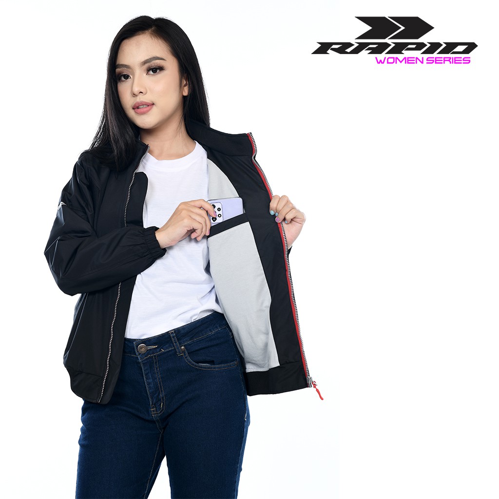 Jaket motor wanita terbaru kekinian parasut anti air jacket cewe keren waterproof RAPID SCARLET bold