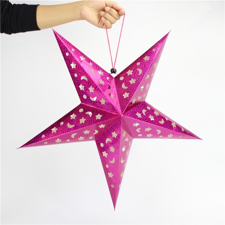 [ 30cm Xmas Five-pointed star Hanging Paper Decoration for Christmas Festival Home Party  Wedding Present ]