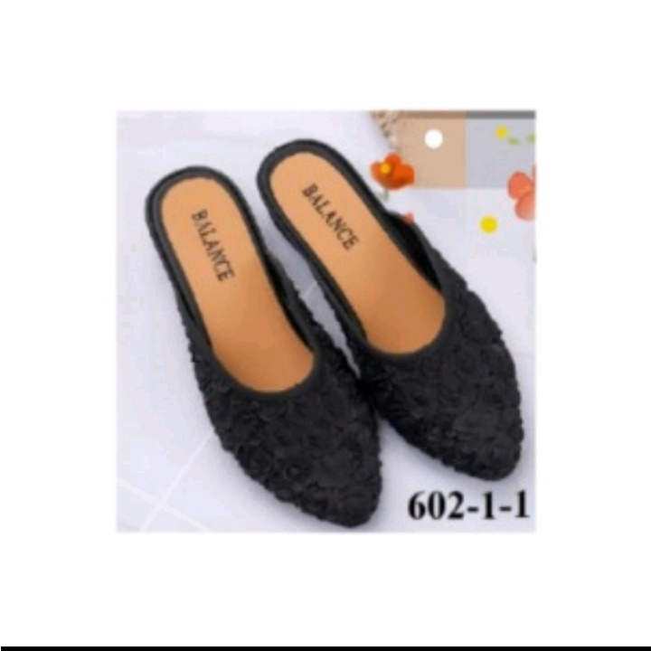 Sandal Slop Wanita Motif Bunga Balance Jelly Karet Import Hak 3 Cm 602