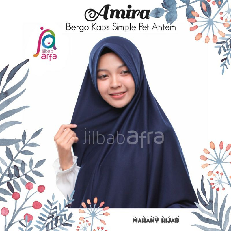 Bergo Kaos Antem Jilbab Afra Amira  warna Biru Dongker