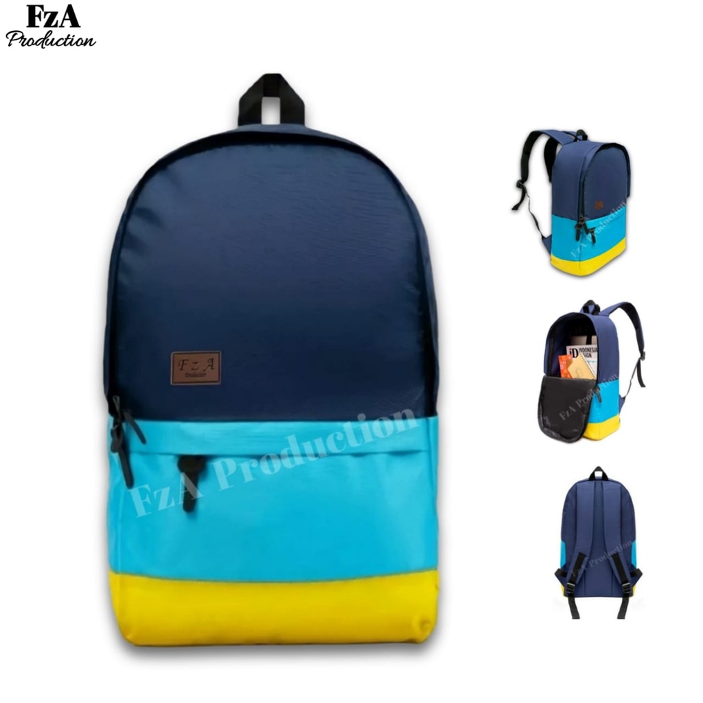 Tas Ransel Gendong Laptop Distro Sekolah Kuliah Pria Wanita Black Murah Original FzA BUY 1 GET 2