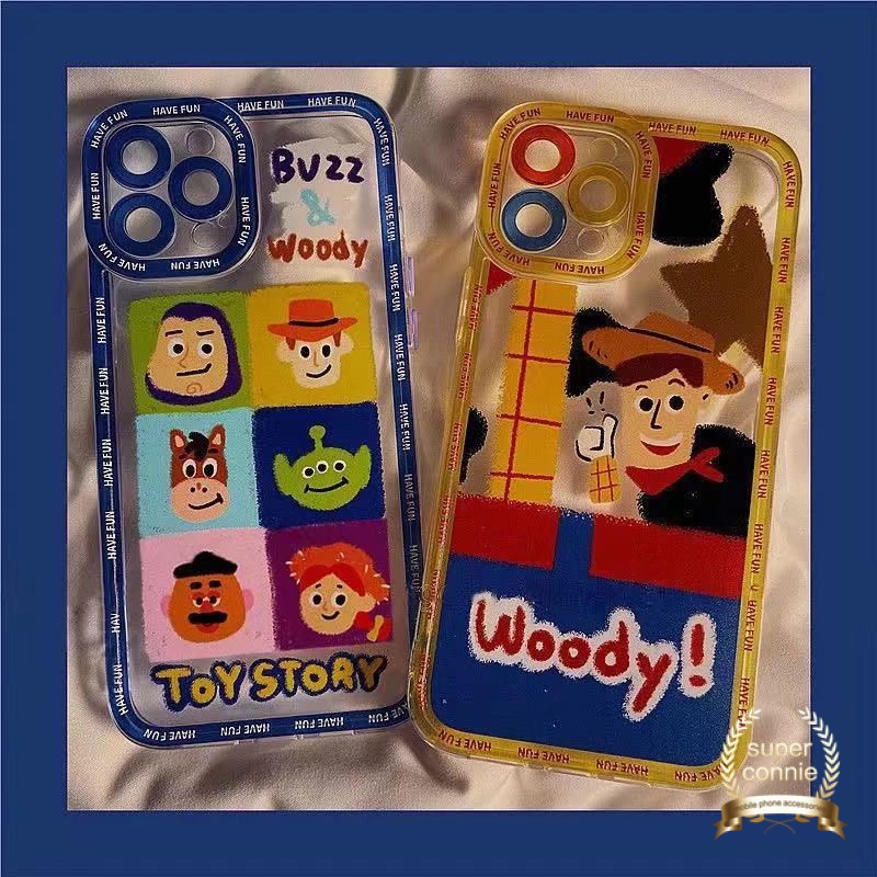 Cartoon Toy Story Phone Case for iPhone 11 12 Pro Max XR X XS MAX iPhone 6 6s 7 8 Plus SE 2020 Cute Wooddy Buzz Lightyear Alien Camera Protector Case Transparent TPU Soft Back Cover