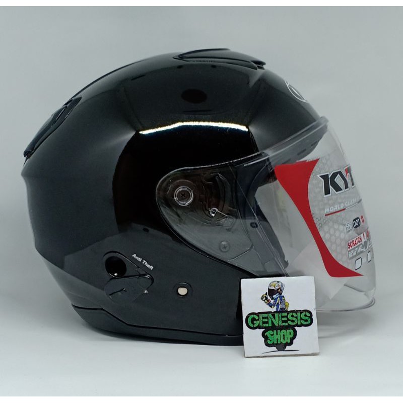 Helm KYT half face helm KYT KYOTO solid polos-Black glossy