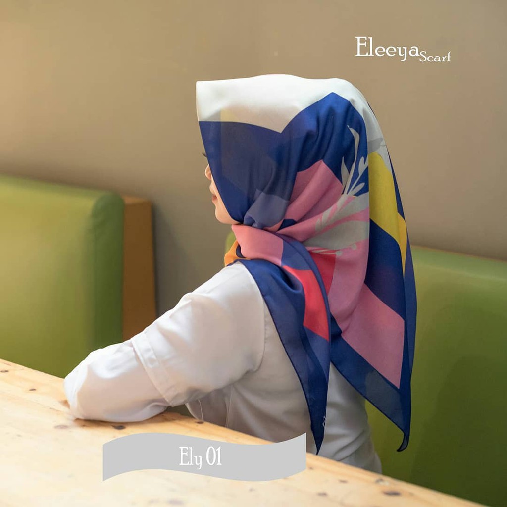 HIJAB SEGIEMPAT MOTIF ELY 01 ||  Elleeya Scarf