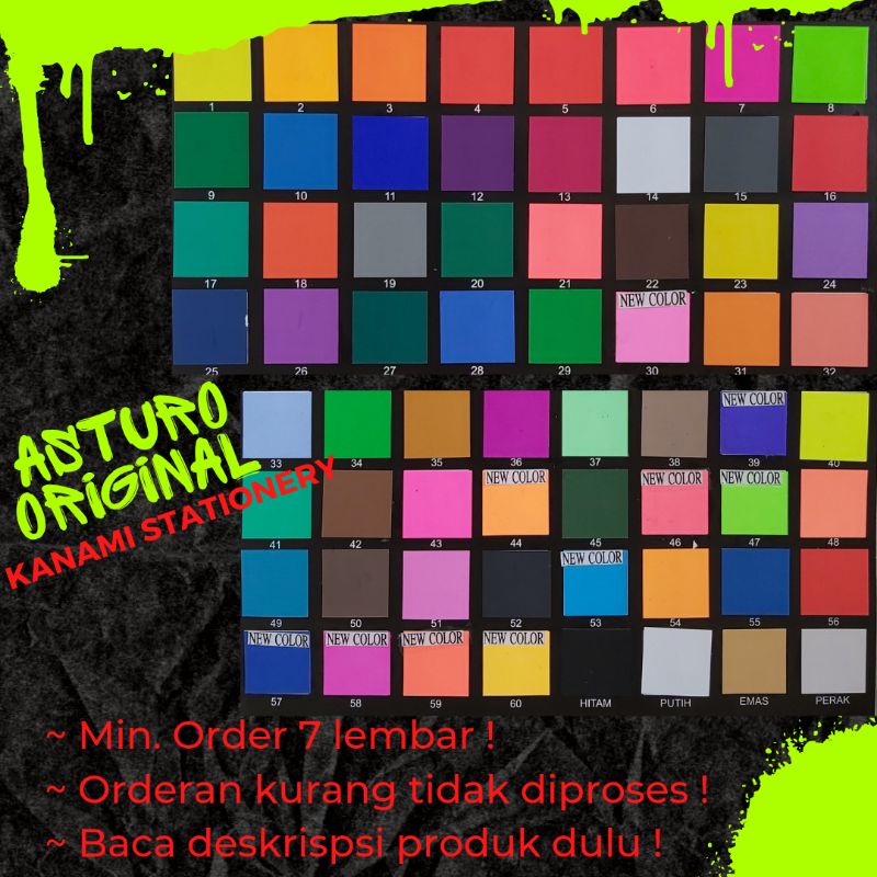 

PART 01/02 Kertas Asturo Karton 40x60cm Fluorescent Paper.