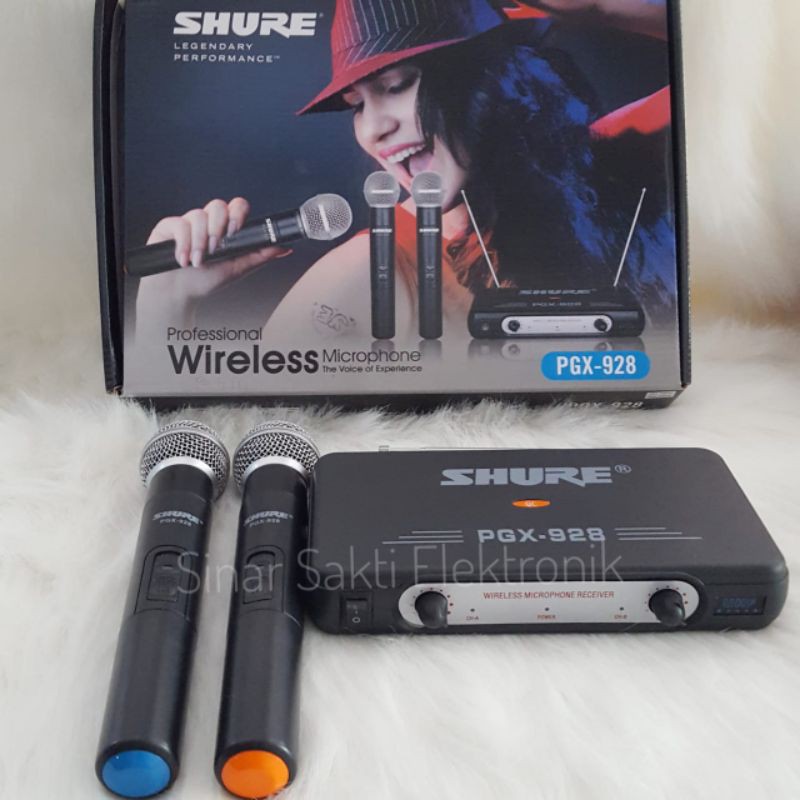 Mic Wireless Shure microphone handheld double mik UHF