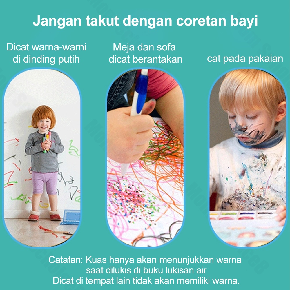 Halo Baby Magic Water Book Buku Gambar Mewarnai Anak/Mainan Edukasi Anak/Magic Book Invisible Ink