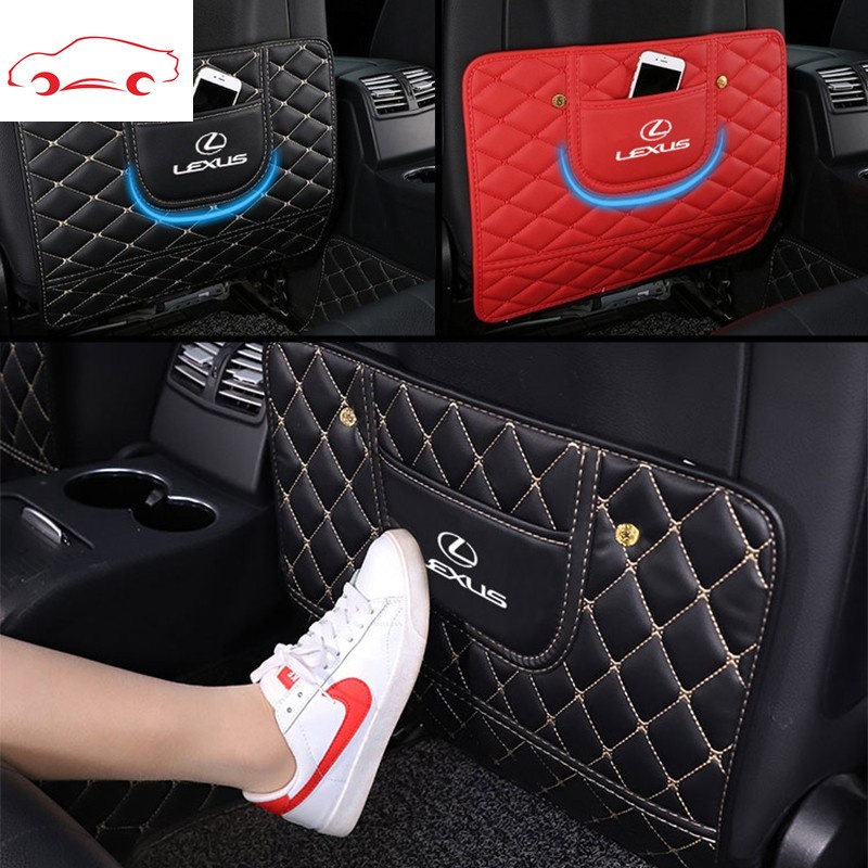 Car Seat Back Anti Kick Pad Universal Leather Auto Seat Back Protector Cover Storage Pocket For Lexus IS250 NX200T RX200T CT200H ES250 RX350 RX300 NX300 RX270 GS350 UX200 GS300 LX470 LX570 ES300 IS430 LM350 NX300H