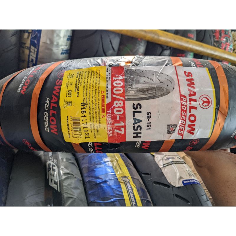 SWALLOW 100/80-17 SLASH TUBELES PRO SERIES VELG RING 17