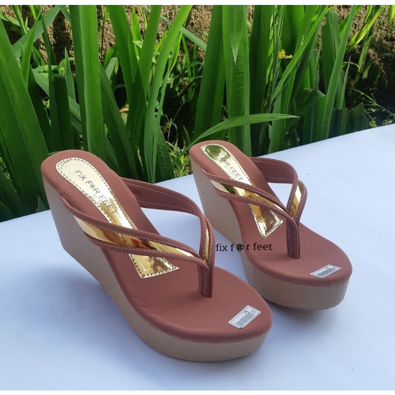 fahrie shoes sendal wedges wanita jepit fh-31