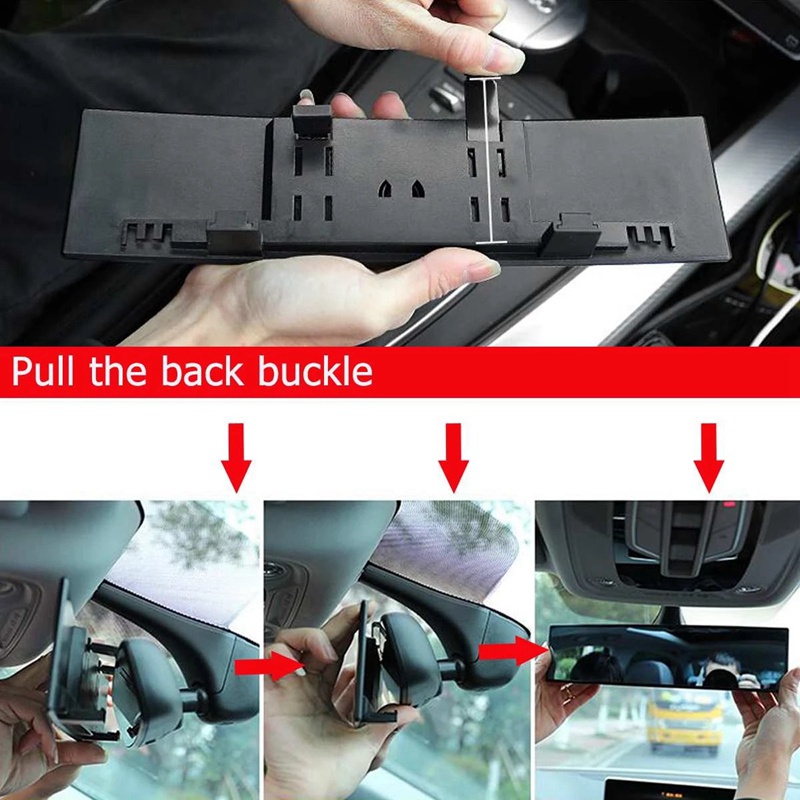 Universal Car Interior Mirror Wide Convex Anti-Glare Rearview Mirror Wide-Angle Surface Blue Rear View Mirror Clip On