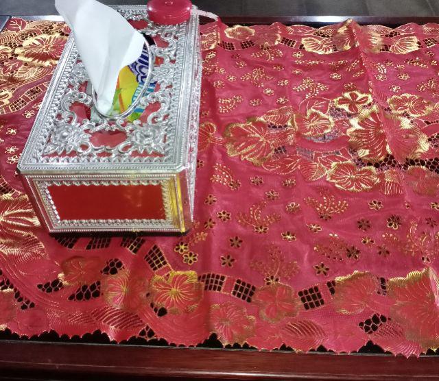 Taplak Meja Tamu Idul Fitri Merah Emas Red Gold 50x110 Cm Natal Imlek Jumbo Besar