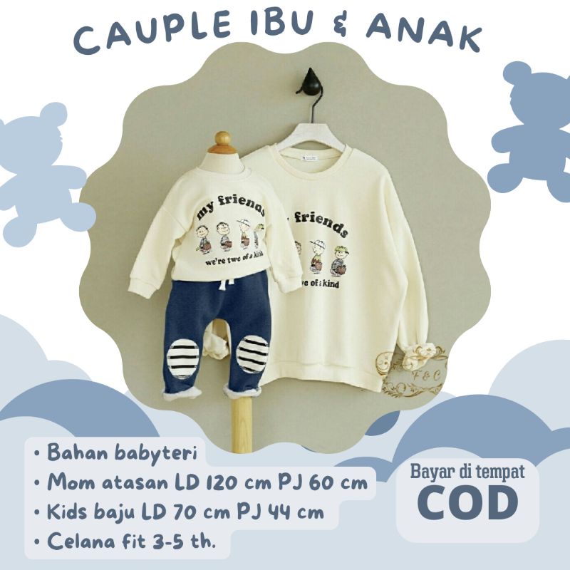 Baju Anak / Pakaian Anak Setelan Lengan Celana Panjang Cauple Atasan Ibu / Atasan Wanita Lengan Panj